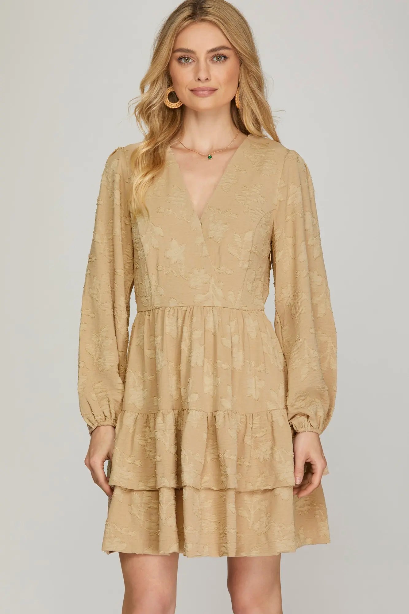 Rossa Embossed Oatmeal Dress