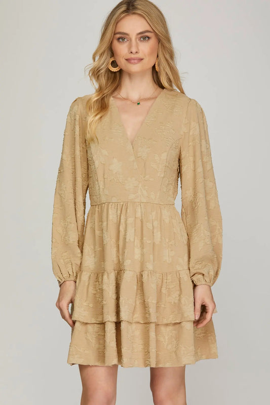 Rossa Embossed Oatmeal Dress
