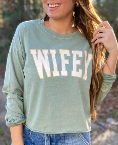 Wifey Cropped Longsleeve Tee