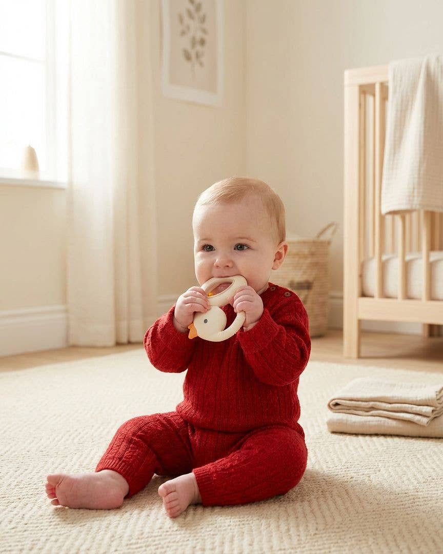 Itzy Ritzy Bitzy Shake™ - Silicone Teether with Rattle: Goose