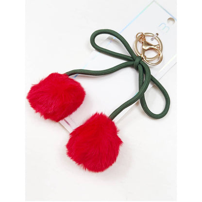 Jumbo Cherry Pom Keychain