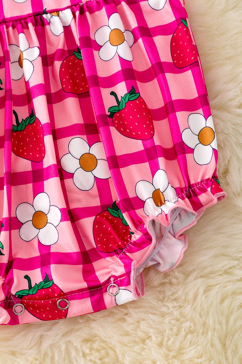 Baby Girls Pink Strawberry & Daisy Romper