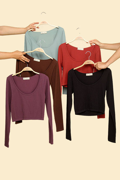 Central Ribbed Long Sleeve Crop