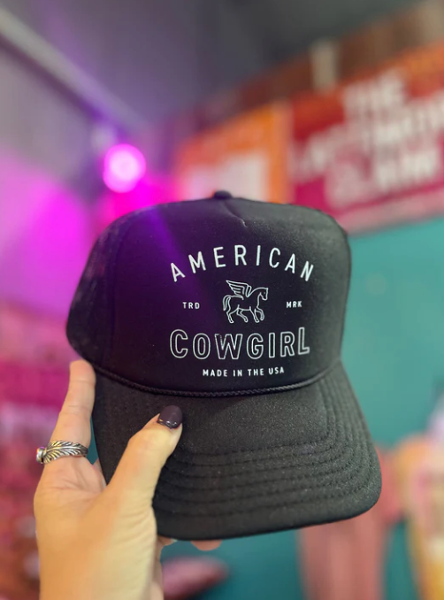 American Cowgirl Black Trucker Hat