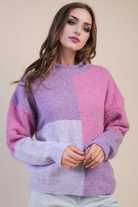 Calla Oversized Color Block Knit Sweater