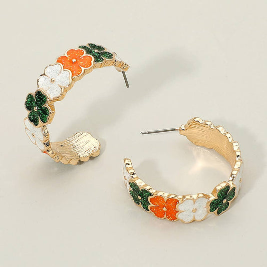 St Patricks Shamrock Hoop Earrings