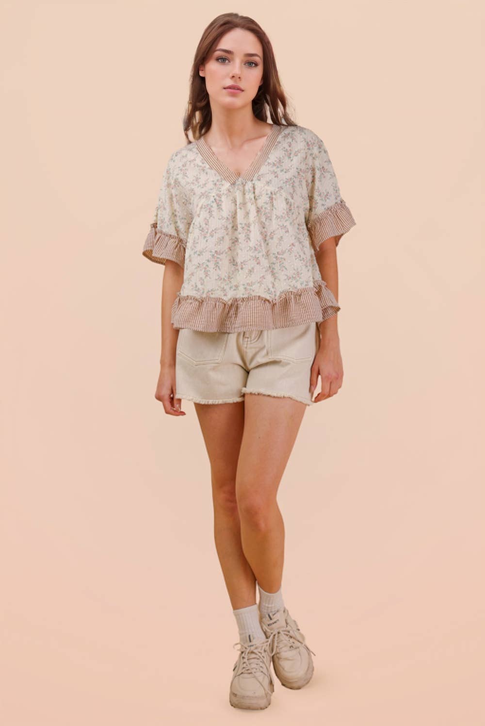 Peridot Floral Ruffle Blouse