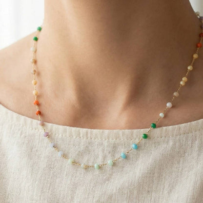 Joselyn Glass Bead Chain Choker Necklace
