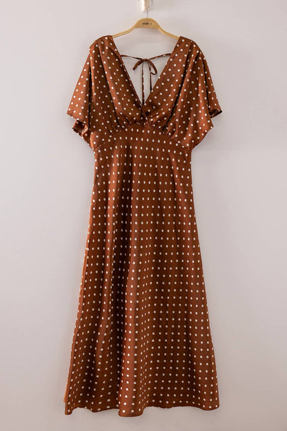 Satin Polka Dot Midi Dress