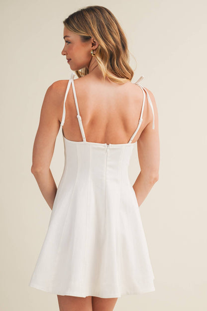 Maren Fit & Flare White Mini Dress