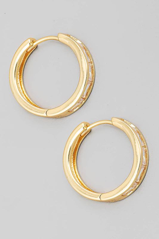 St Malo Baguette Crystal Hoops