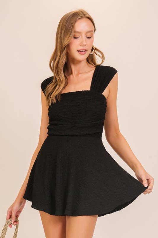 Gemma Crinkle Black Romper
