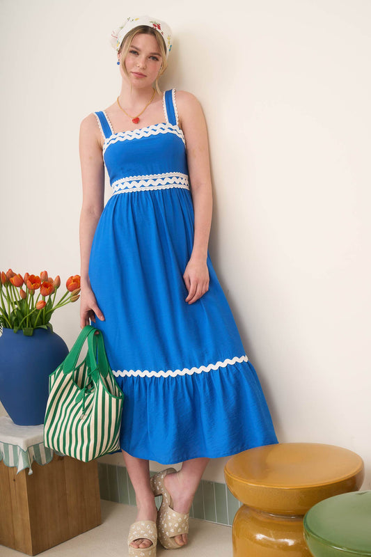 Billie Scallop Trim Blue Dress