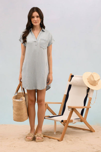 Isabella Striped Chambray Dress