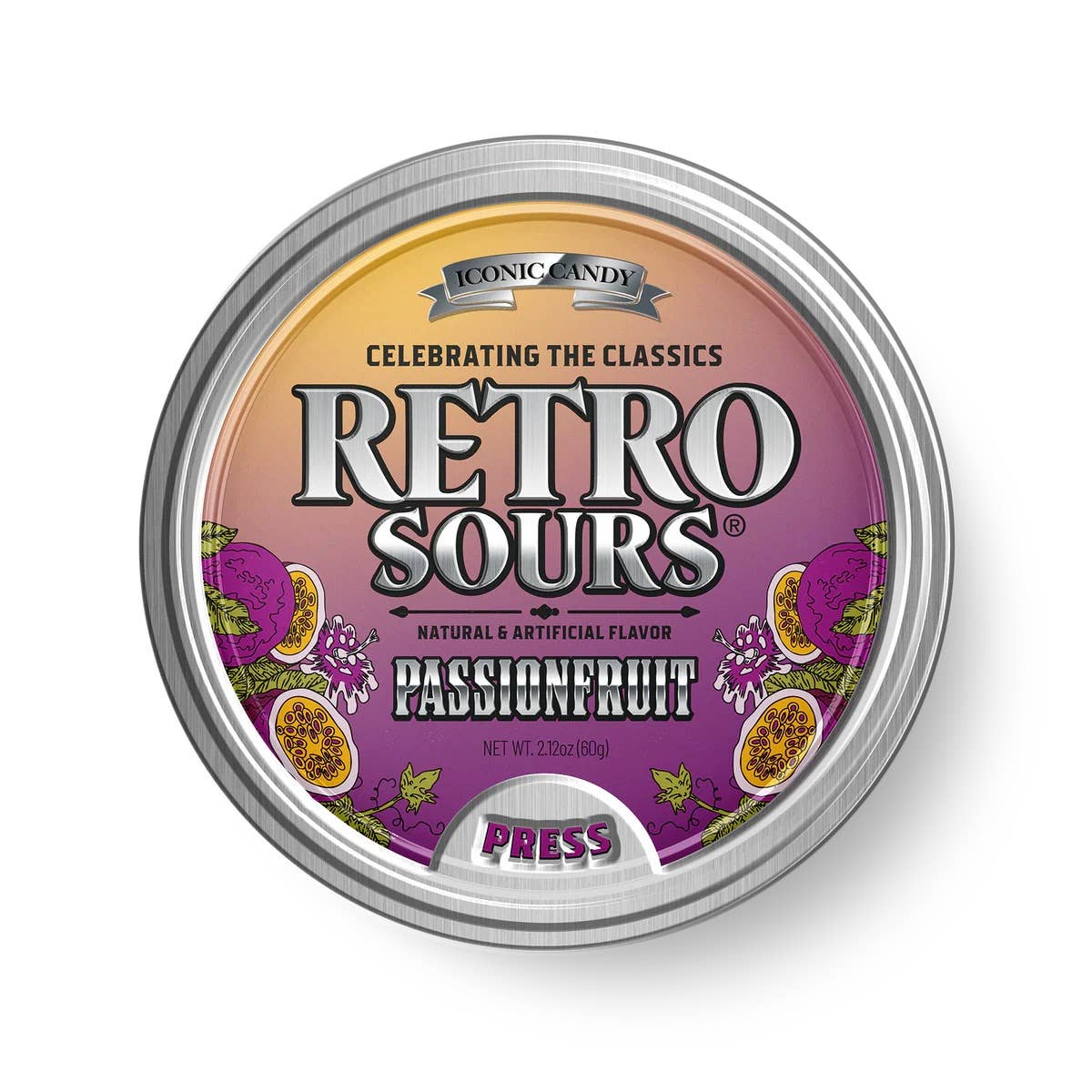 Retro Sours Passion Fruit Candy Tin