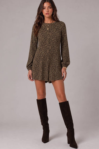 Ciara Leopard Longsleeve Romper