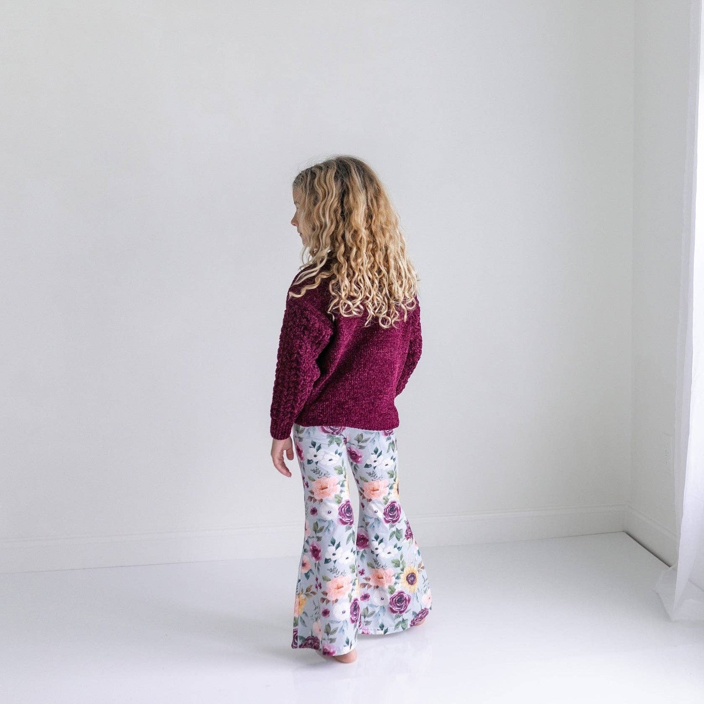 Girls Plum Floral Pant Set