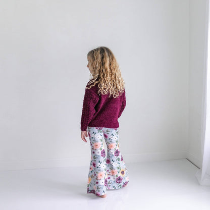 Girls Plum Floral Pant Set