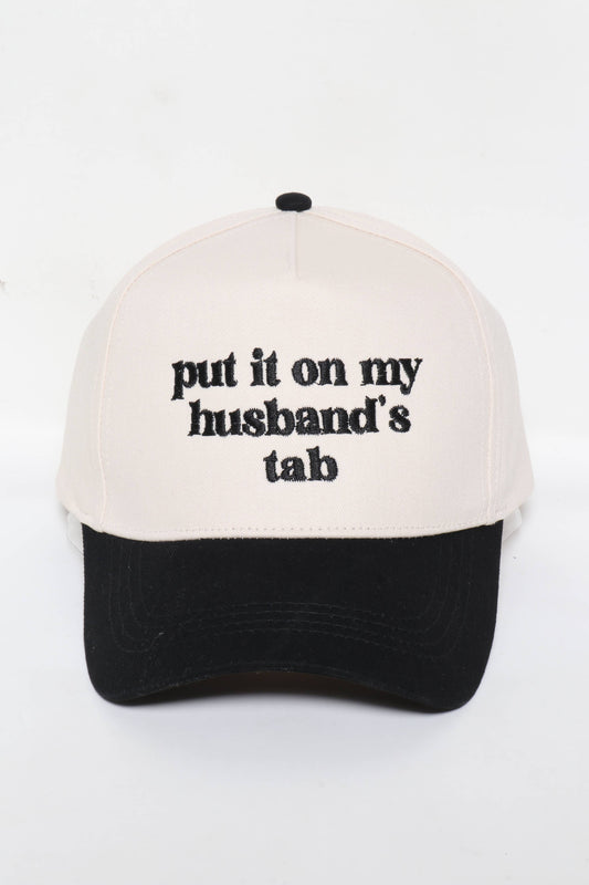 Husband's Tab Embroidered Black Hat