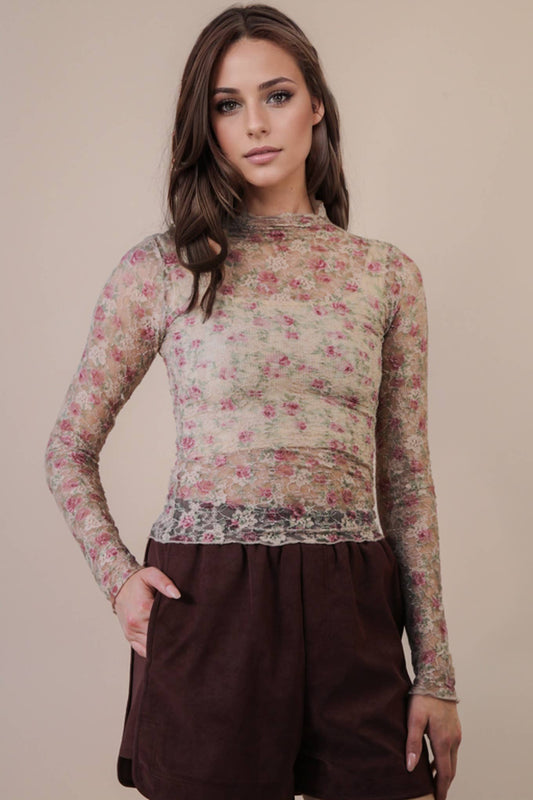 Gloria Floral Lace Long Sleeve Top