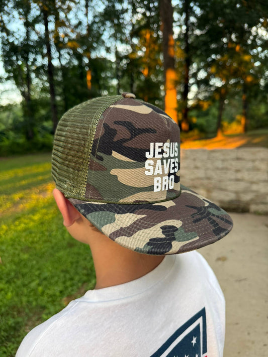 Boys Jesus Saves Bro Camo Hat