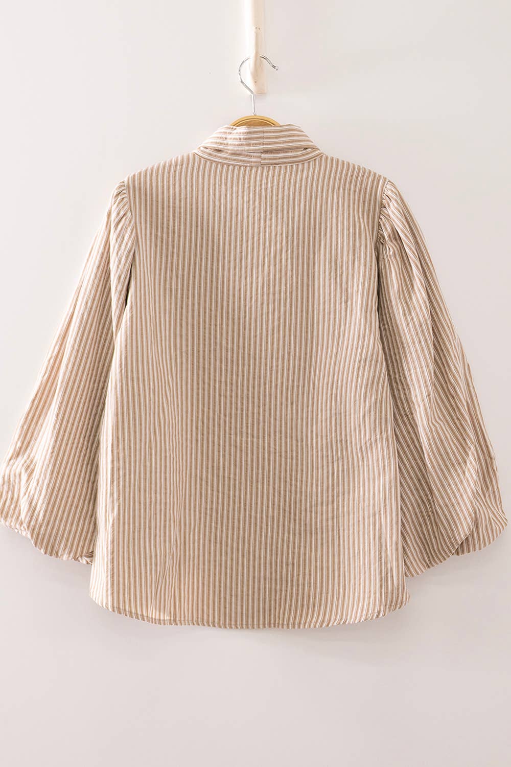 Darlene Stripe Tie Bubble Sleeve Blouse