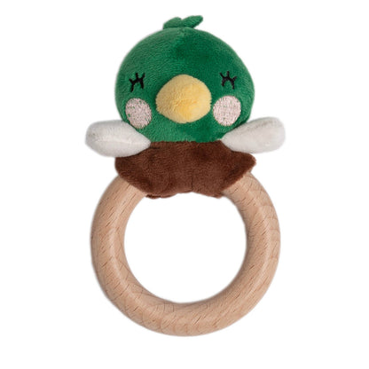 Baby Mallard Duck Wooden & Plush Baby Teether