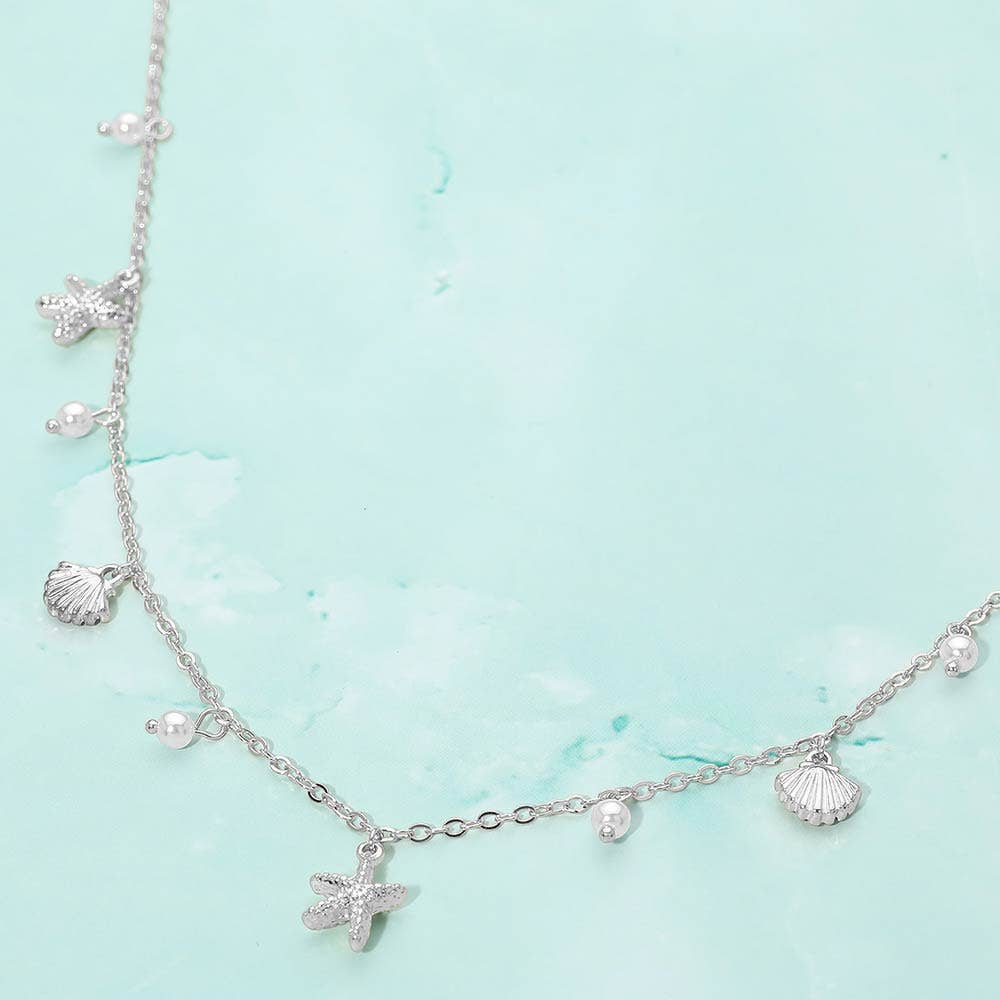 Darya Dainty Pearl Seashell Charm Necklace