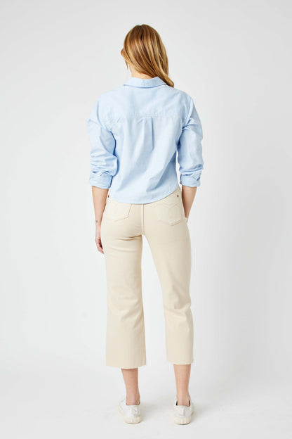 Bone Judy Blue Cropped Wide Leg Jeans