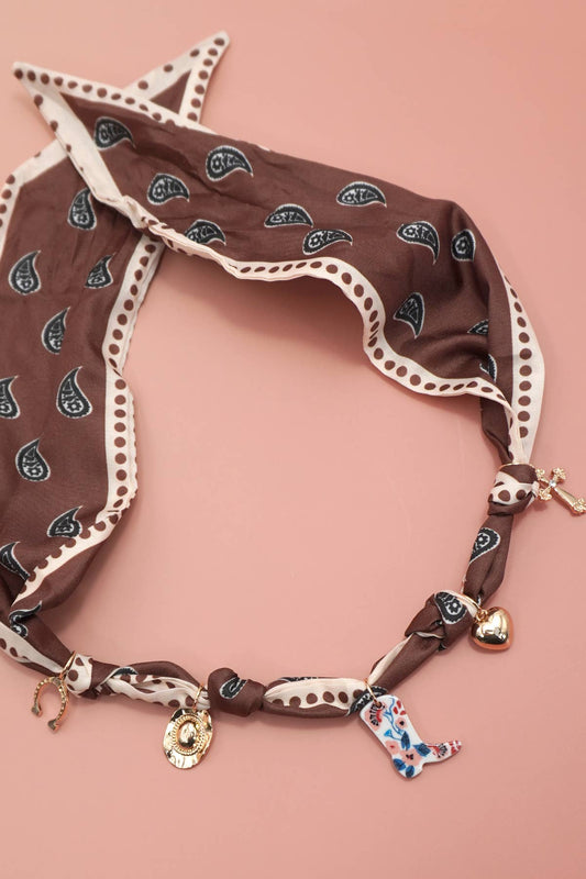 Jolene Scarf Western Charm Brown Necklace