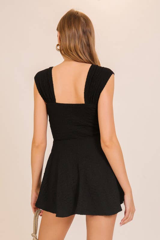 Gemma Crinkle Black Romper