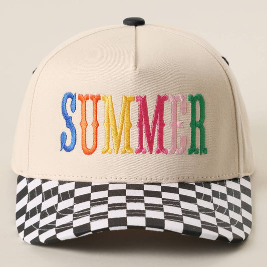 Summer Embroidered Checkered Hat