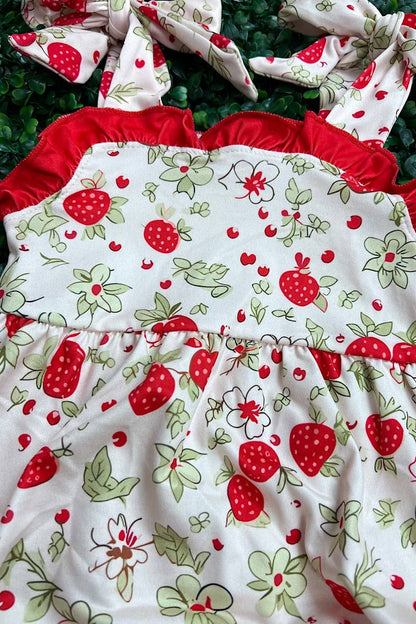 Baby Girls Red & White Strawberry Romper