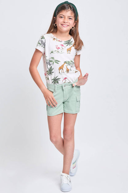 Girls YMI Twill Cargo Sage Shorts
