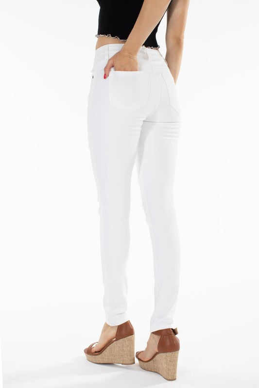 White Kancan High Rise Distressed Skinny Jeans