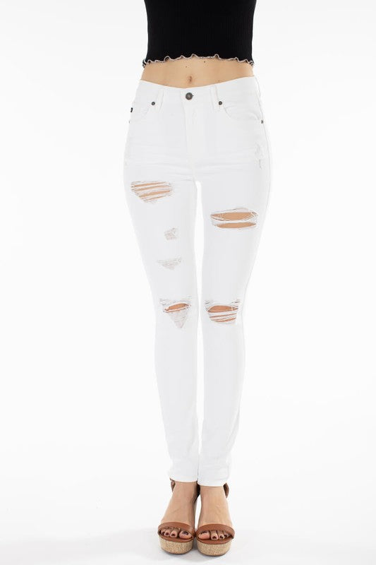 White Kancan High Rise Distressed Skinny Jeans