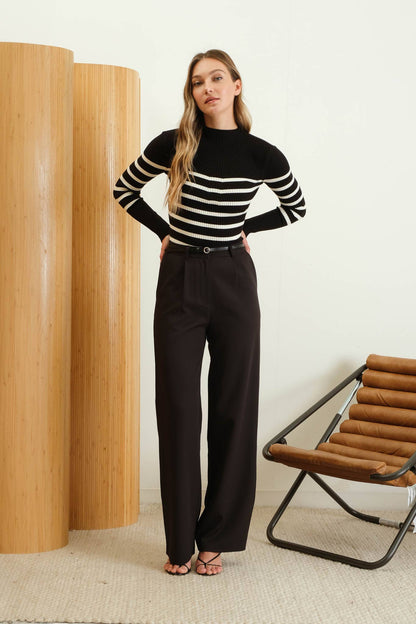 Williamsburg Mock Neck Striped Top