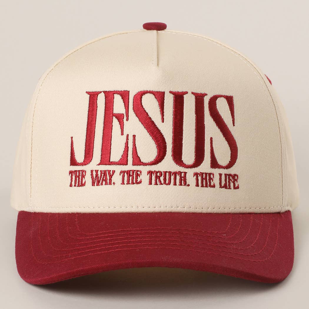 Jesus Embroidered Burgundy Hat