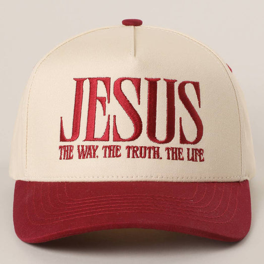 Jesus Embroidered Burgundy Hat