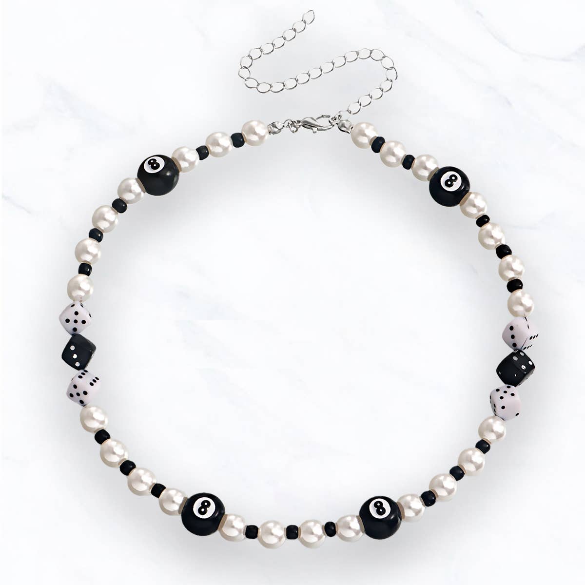Montana 8 Ball Pearl Bead Necklace