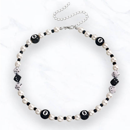Montana 8 Ball Pearl Bead Necklace