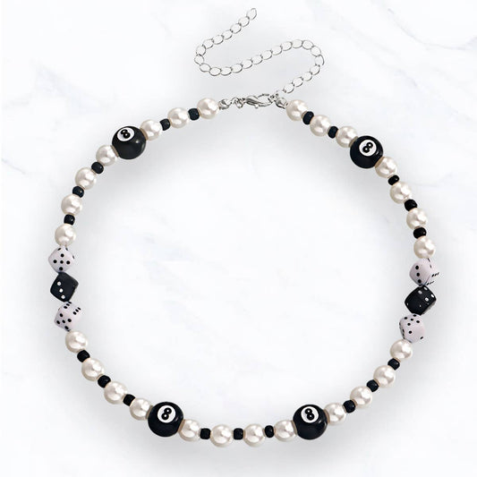 Montana 8 Ball Pearl Bead Necklace
