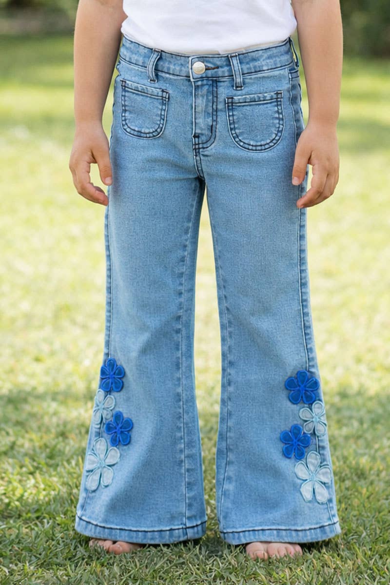 Toddler Girls Floral Flare Jeans