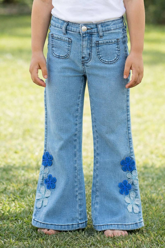 Toddler Girls Floral Flare Jeans