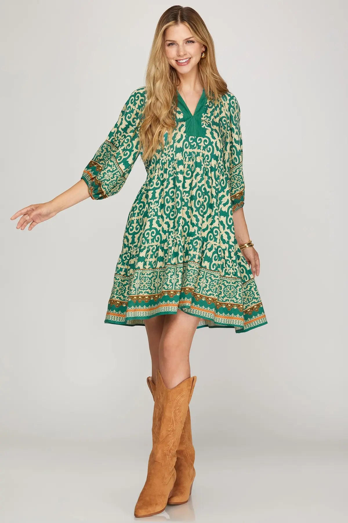 Pomona Boho Emerald Dress