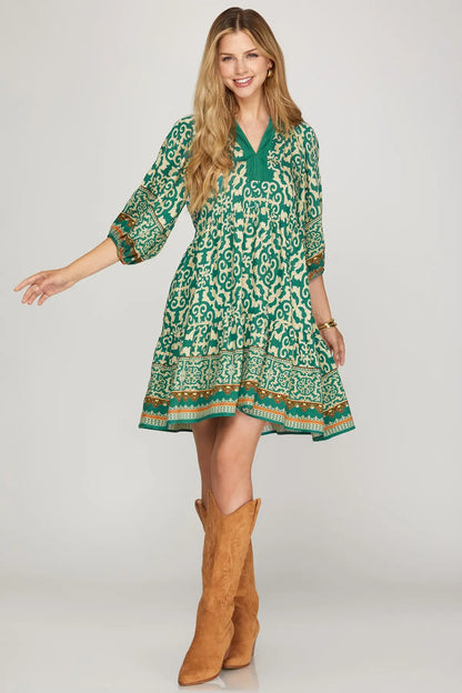Pomona Boho Emerald Dress