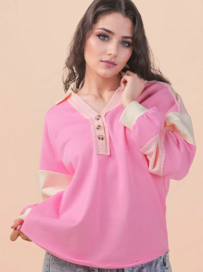 Maher Rugby Button Oversized Top