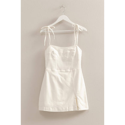 Wisteria Denim White Romper