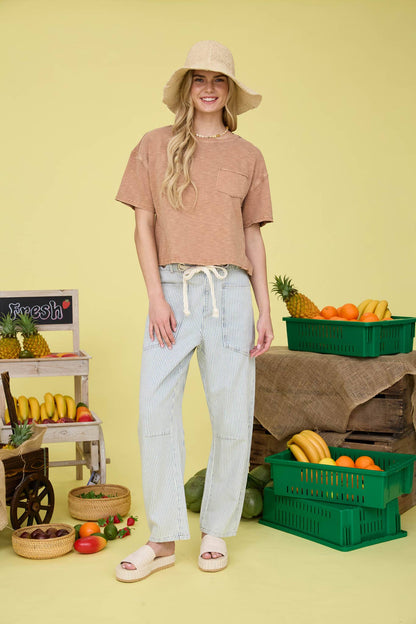 Darcy Striped Rope Belt Barrel Pants