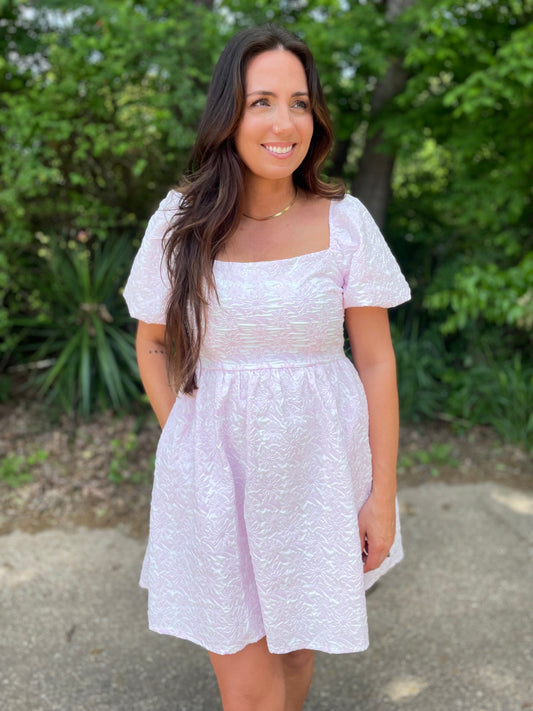Tiffany Textured Babydoll Pink Dress